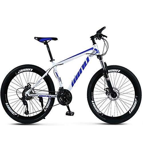 Vélo de montagnes : YGTMV Vélo de montagne 2020, 61 cm avec roue à rayons, double frein à disque, avec siège réglable, cadre en acier au carbone épais, pour adultes, étudiants, voyages en plein air, bleu, 21 vitesses