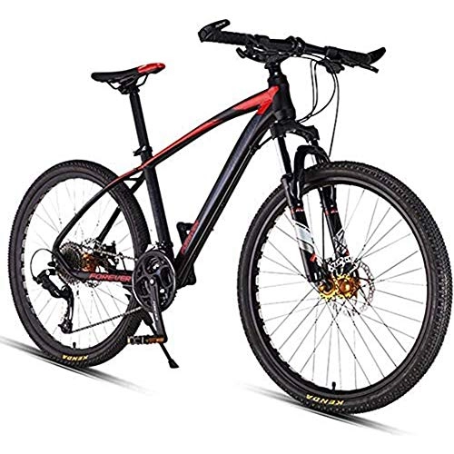 Vélo de montagnes : YSNJG 26 Pouces 17-Speed Mountain Bikes, Double Frein Disque Hardtail VTT, Hommes Femmes Adulte Terrain VTT (Noir / Rouge)