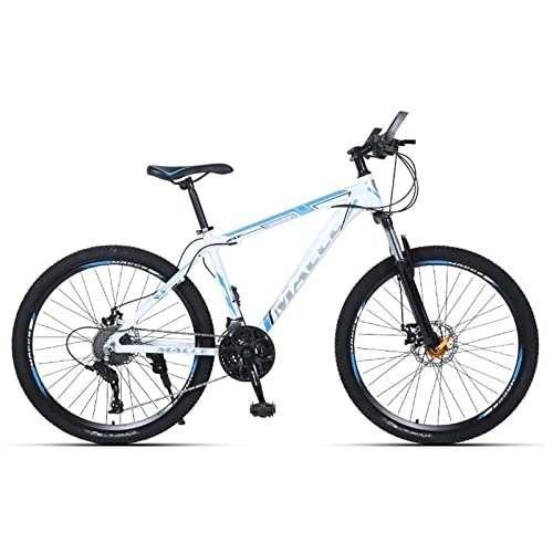 Vélo de montagnes : zcyg Bicycle De 26 Pouces De VTT à 21 Vitesses, Cadre en Acier à Haut Carbone, Fourche De Suspension, Frein à Double Disque(Color:Blanc + Bleu)