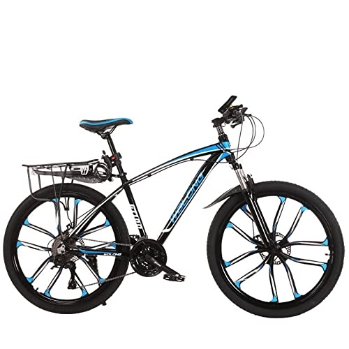 Vélo de montagnes : zcyg VTT VTT De 26 Pouces Bicycle De VTT à 21 Vitesses, Frein à Double Disque pour Les Vélos pour Femmes(Size:Roue à dix Couteaux, Color:Noir + Bleu)