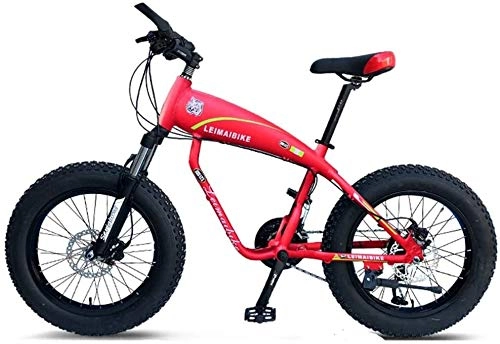 Vélos de montagne Fat Tires : 20 pouces Mountain Bikes, 30 vitesses à surmultipliée Fat Tire bicyclette, garçons Femmes Cadre Aluminium Semi-rigide VTT avec suspension avant, (Color : Red)