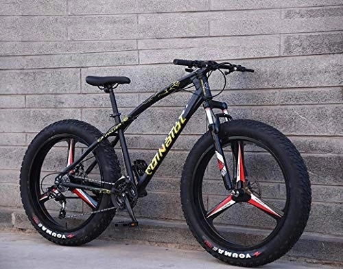 Vélos de montagne Fat Tires : 24 Pouces Fat Tire Hardtail VTT, Adulte Vélo de Montagne, Cadre de Double Suspension et Fourche à Suspension Tout Terrain Vélo de Montagne, (Color : Black 3 Impeller)