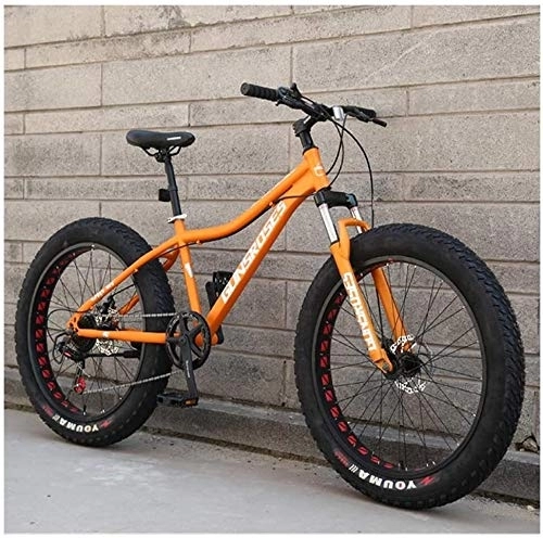 Vélos de montagne Fat Tires : 26 pouces Mountain Bikes, haute teneur en carbone en acier Hardtail Mountain Bike, Fat Tire tout terrain VTT, vélos Anti-Slip Femmes Hommes, Bleu, 24 Vitesse Spoke (Color : Yellow)