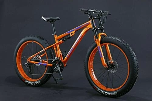 Vélos de montagne Fat Tires : 360Home 24-26 pouces VTT tout suspendu avec grande roue dentée 24 (24 pouces 21 vitesses, orange)