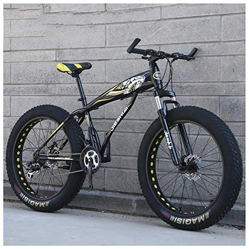 Vélos de montagne Fat Tires : ACDRX Vélos de Montagne, vélo de Montagne Semi-Rigide Fat Tire de 26 Pouces, Cadre à Double Suspension et Fourche à Suspension VTT Tout Terrain, 21 Vitesses, Black Yellow