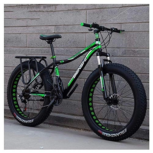 Vélos de montagne Fat Tires : Adult Fat Fat Mountain Bikes, Dual Disc Brake Hardtail Mountain Bike, Front Suspension Bicycle, WomAll Terrain Mountain Bike, GreB, 26 inch 24 Speed