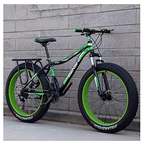 Vélos de montagne Fat Tires : Adult Fat Fat Mountain Bikes, Dual Disc Brake Hardtail Mountain Bike, Front Suspension Bicycle, Women All Terrain Mountain Bike, Green A, 26 inch 21 Speed