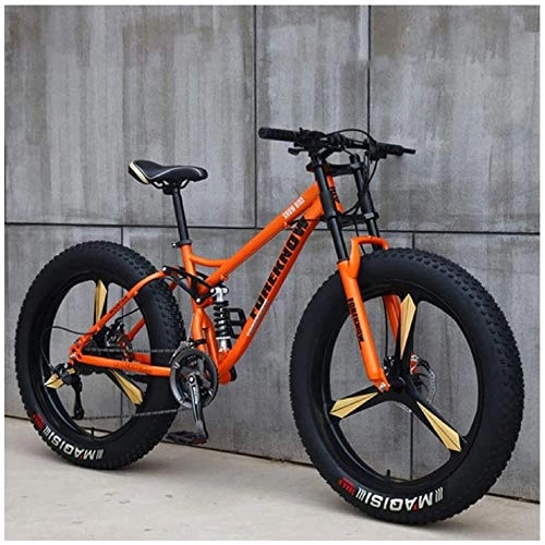 Vélos de montagne Fat Tires : Adulte Plage Vélo, VTT, Vélo VTT, double suspension, double disque de frein, Fat Tire, Outroad vélo tout-terrain, (Color : Orange)