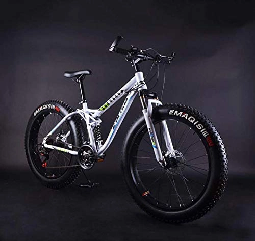 Vélos de montagne Fat Tires : AISHFP Fat Tire Mountain Bike, Double Frein à Disque Plage Cruiser Vélo, Suspension Tout-Terrain Hors-Route Vélos Neige, 26inch * 4.0 Roues Larges, A, 30 Speed