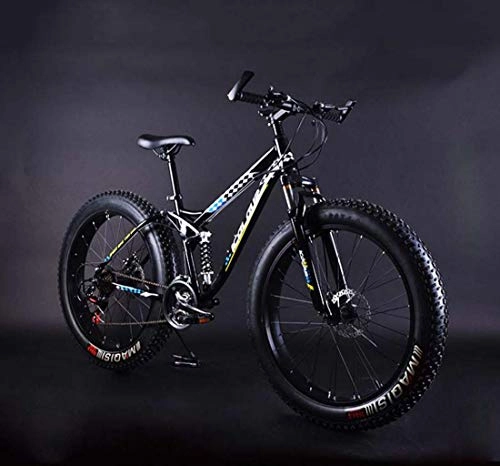 Vélos de montagne Fat Tires : AISHFP Fat Tire Mountain Bike, Double Frein à Disque Plage Cruiser Vélo, Suspension Tout-Terrain Hors-Route Vélos Neige, 26inch * 4.0 Roues Larges, C, 7 Speed