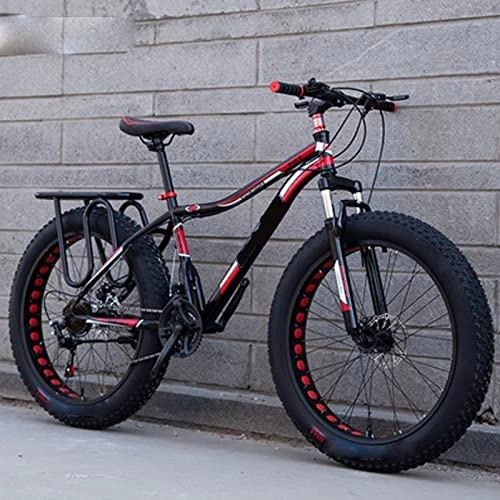 Vélos de montagne Fat Tires : ASUMUI 26 Pouces 4.0 Large et épais VTT Vitesse Variable Absorption des Chocs Neige vélo Plage Tout-Terrain Double Voiture (Black 24)