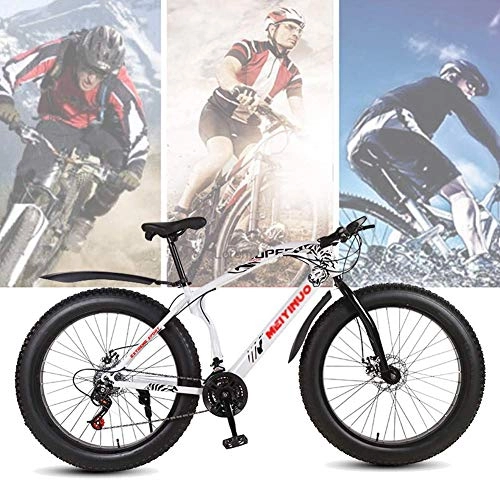 Vélos de montagne Fat Tires : ATRNA Fat Tire Mountain Bike, Double Frein à Disque / Acier Haut Carbone Cadre Cruiser Bikes pour Hommes, 26 Pouces Plage Motoneige Vélo