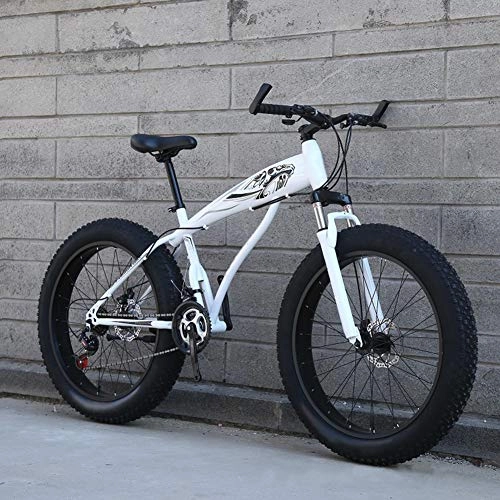 Vélos de montagne Fat Tires : Bicyclette velo vtt 21 vitesses, vélo de montagne de sports de plein air étudiant adulte roues élargies de 4 pouces+système de frein à disque+cadre en acier à haute teneur en carbone, F, 26 inches