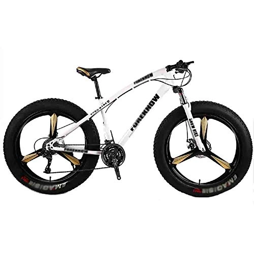 Vélos de montagne Fat Tires : BMX Dirt Vélos de Route Vélo VTT Adulte Plage Vélo Motoneige Vélos VTT for Les Hommes et Les Femmes 26En Roues Double Vitesse réglable Frein à Disque (Color : White, Size : 24 Speed)