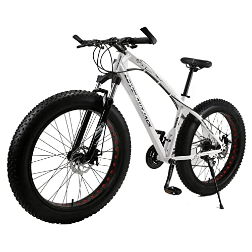 Vélos de montagne Fat Tires : EASSEN Snowmobile Adulte VTT Dual Discours Vélo à décalage Hors Route, Transmission de positionnement de la Vitesse 24 / 27, Frein à Disque mécanique Vélos de vélo MTB pour h White-21