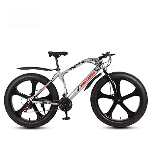 Vélos de montagne Fat Tires : Fat Tire Adult Mountain Bike, Lightweight High-Carbon Steel Frame Vélos, Beach Snowmobile Mens Bicycle, Double Disc Brake 26 inch Wheels