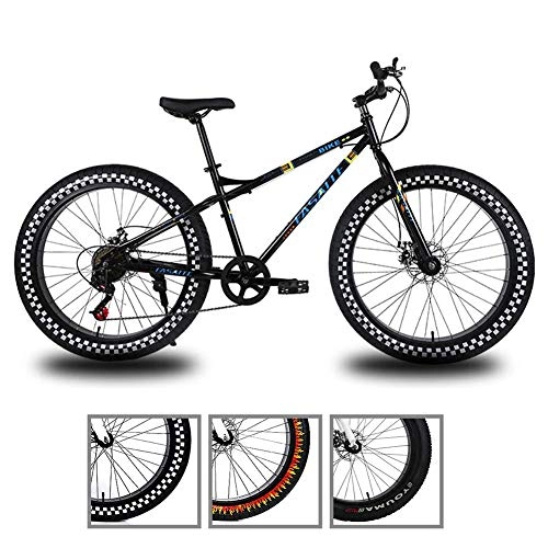 Vélos de montagne Fat Tires : Fat Tire VTT 26 pouces 27 vitesses, 4.0 pneu large extérieure CYCLISTE Double Freins à disque Vtt vélos AQUILA1125 (Color : Black)