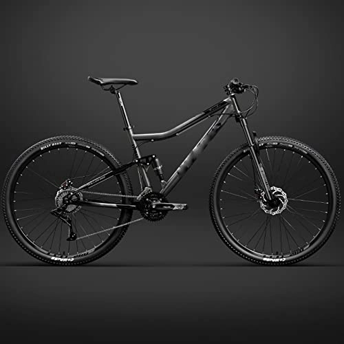 Vélos de montagne Fat Tires : FAXIOAWA Cadre de vélo de 26 Pouces à Suspension complète pour vélo de Montagne, Cadre de Freins à Disque mécaniques pour vélo à Double Absorption des Chocs (Gris 24 Vitesses)