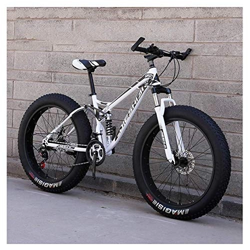 Vélos de montagne Fat Tires : GJZM Mountain Bike Adult Mountain Bikes, Fat Tire Dual Disc Brake Hardtail Mountain Bike, Big Wheels Bicycle, High-Carbon Steel Frame, New Blue, 26 inch 27 Speed