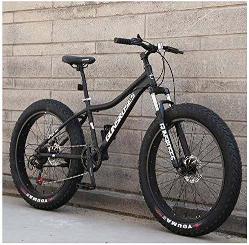 Vélos de montagne Fat Tires : H-ei 26 Pouces Mountain Bikes, Haute teneur en Carbone en Acier Hardtail Mountain Bike, Fat Tire Tout Terrain VTT, vélos Anti-Slip Hommes Femmes (Color : Black, Size : 27 Speed)