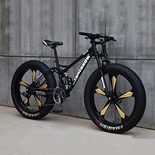 Vélos de montagne Fat Tires : HQQ Vélo, VTT, 26 Pouces 7 / 21 / 24 / 27 Speed ​​Bike, Hommes Femmes Étudiant à Vitesse Variable vélo, Fat Tire Mens Mountain Bike (Color : Black, Size : 24 Speed)