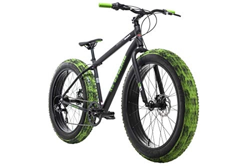 Vélos de montagne Fat Tires : KS Cycling Mixte - Adulte Fatbike 26" Crusher Noir Cadre Aluminium 7 Vitesses RH 46cm Noir Noir Noir