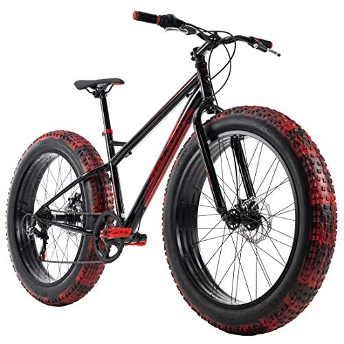 Vélos de montagne Fat Tires : KS Cycling Mixte - Adulte Fatbike 26" SNW2458 Noir / Rouge RH 43cm 26