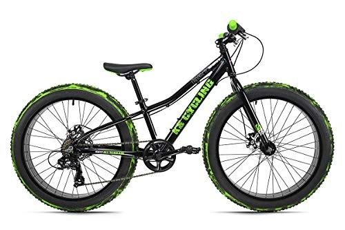 Vélos de montagne Fat Tires : KS Cycling VTT Ado Fatbike 24'' Crusher Cadre en Aluminium Noir-Vert TC 30 cm