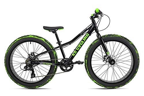 Vélos de montagne Fat Tires : KS Cycling VTT Ado Fatbike 24'' Crusher Cadre en Aluminium Noir-Vert TC 30 cm 24 Pouces Jeunesse Unisexe, 30