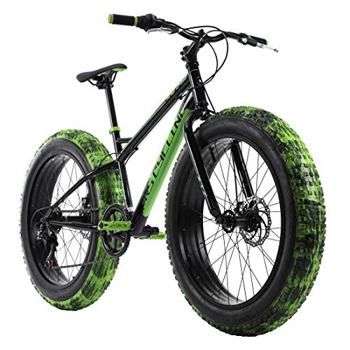 Vélos de montagne Fat Tires : KS Cycling VTT Unisexe Fatbike 24" SNW2458 - Noir / Vert - RH 38 cm - 25