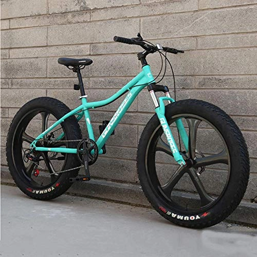 Vélos de montagne Fat Tires : laonie 26 inch Fat Bike Five Spokes Wheel Adult Mountain Bicycle-Green_7 Speed