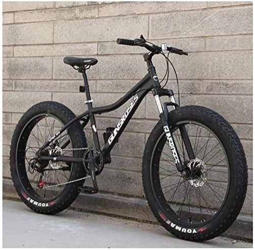 Vélos de montagne Fat Tires : Lyyy 26 Pouces Mountain Bikes, Haute teneur en Carbone en Acier Hardtail Mountain Bike, Fat Tire Tout Terrain VTT, vélos Anti-Slip Hommes Femmes YCHAOYUE (Color : Black, Size : 21 Speed)