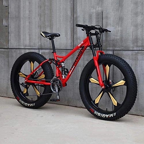 Vélos de montagne Fat Tires : Lyyy Vélo, VTT, 26 Pouces 7 / 21 / 24 / 27 Speed ​​Bike, Hommes Femmes Étudiant à Vitesse Variable vélo, Fat Tire Mens Mountain Bike YCHAOYUE (Color : Red, Size : 7 Speed)