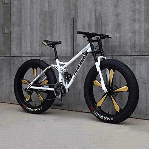 Vélos de montagne Fat Tires : Lyyy Vélo, VTT, 26 Pouces 7 / 21 / 24 / 27 Speed ​​Bike, Hommes Femmes Étudiant à Vitesse Variable vélo, Fat Tire Mens Mountain Bike YCHAOYUE (Color : White, Size : 27 Speed)