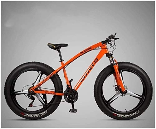 Vélos de montagne Fat Tires : Mountain Trail vélo, 26 pouces, 24 vitesses Vélos, Vélo tout-terrain, Fat Tire, VTT, suspension avant, double disque de frein, acier haute teneur en carbone, VTT, (Color : Orange)