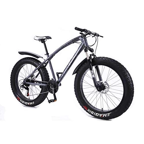 Vélos de montagne Fat Tires : MYTNN Fatbike 26" 21 vitesses Shimano Fat Tyre 2020 VTT 47 cm RH Snow Bike Fat Bike (cadre gris mat / jantes noires)
