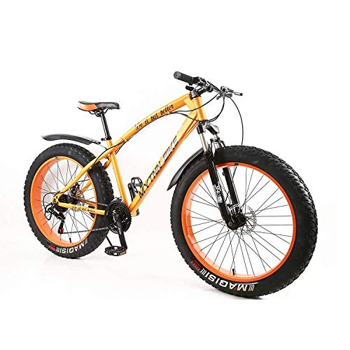 Vélos de montagne Fat Tires : MYTNN Fatbike 26" (66, 04 cm) Dérailleur Shimano 21 Vitesses Hauteur de Cadre 47 cm VTT à Gros pneus (Orange)