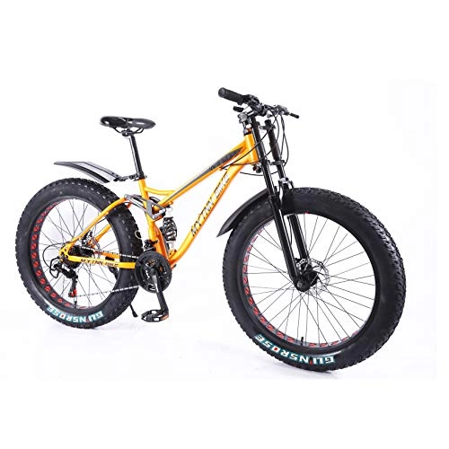 Vélos de montagne Fat Tires : MYTNN Fatbike 26 pouces 21 vitesses Shimano Style 5 2020 Fat Tyre VTT 47 cm RH Snow Bike Fat Bike (Orange)