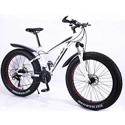Vélos de montagne Fat Tires : MYTNN Fatbike Vélo de montagne 26" 21 vitesses Shimano Fat Tyre 47 cm RH Snow Bike Fat Bike (blanc)
