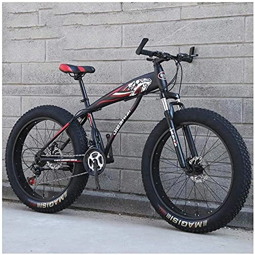 Vélos de montagne Fat Tires : N&I VTT Fat Tire Hardtail avec suspension avant pour adultes et hommes et femmes - 4 roues larges - Anti-dérapant - En acier à haute teneur en carbone