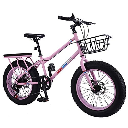 Vélos de montagne Fat Tires : Oanzryybz Haute qualit 20inch 4.0 Pneus Fat, Gros pneus, amortisseurs Vitesse Variable Mountain Bikes, Motoneiges / VTT, avec Cadre largi (Color : Pink)