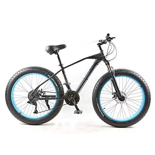 Vélos de montagne Fat Tires : Pneu de Graisse de 26 Pouces Frein à vélo à 21 Vitesses - Convient aux vélos de Montagne en Plein air sur la Neige (Noir et Bleu)