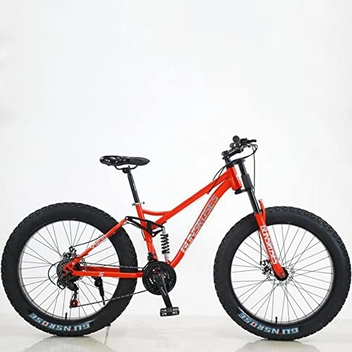 Vélos de montagne Fat Tires : TAURU Vélo d'autoroute de 66 cm - Vélo de montagne à double frein à disque pour homme et femme - Cadre de véhicule en acier au carbone (27 vitesses, rouge)