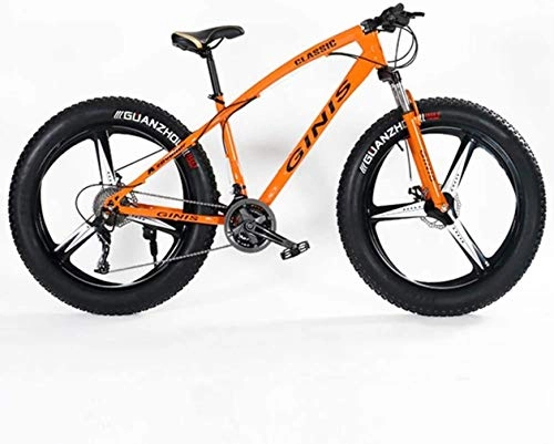 Vélos de montagne Fat Tires : Une montagne, 21 24 pouces Fat montagne vitesse vélo, cadre en acier à haute teneur en carbone, des vélos de suspension avant, Blanc, 5 Spoke, Orange, 3 branches