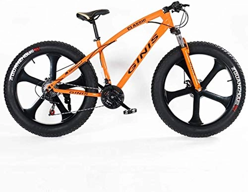 Vélos de montagne Fat Tires : Une montagne, 21 24 pouces Fat montagne vitesse vélo, cadre en acier à haute teneur en carbone, des vélos de suspension avant, Blanc, 5 Spoke, Orange, 5 branches