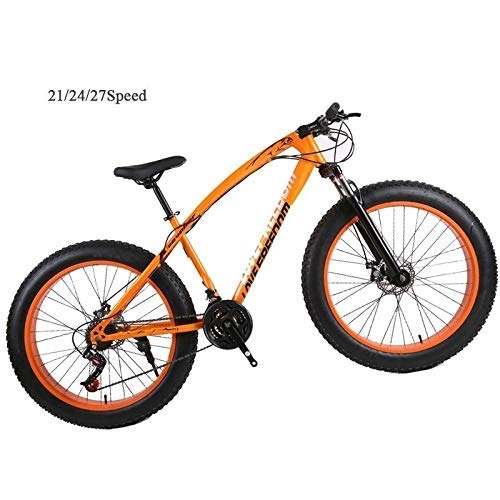 Vélos de montagne Fat Tires : VTT, vélo pliant unisexe 4, 0 Fat Tire VTT à haut carbone Cadre en acier VTT Vélos d'exercice amortissant les chocs Vélo de route de vélo unisexe Étudiant extérieur ( Color : Orange , Size : 27 Speed )
