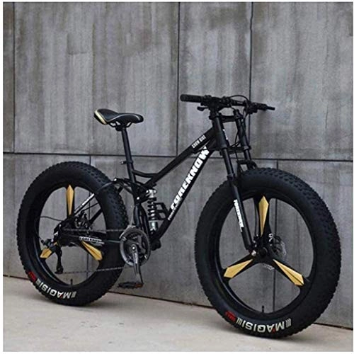 Vélos de montagne Fat Tires : WYJBD Mountain Bikes, 4.0 Fat Tire Hardtail Mountain Bike, Suspension Double Cadre et Fourche à Suspension Tout Terrain VTT (Color : Black, Size : 21 Speed)