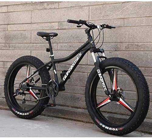 Vélos de montagne Fat Tires : WYJBD Vélos de Montagne, 26inch Fat Tire Hardtail motoneige, Cadre de Double Suspension et Fourche à Suspension Tout-Terrain Vélo de Montagne Adulte Hommes 6-11 (Color : Black 3, Size : 24Speed)