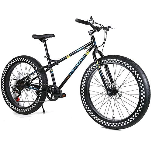 Vélos de montagne Fat Tires : YOUSR Mountain Bikes 21"Frame Bike 21 / 24speeds pour Hommes et Femmes Black 26 inch 7 Speed