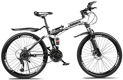 Vélos de montagne pliant : 26En 21 vitesses VTT, vélo double frein à disque pliant, Suspension Avant Anti-Slip, cadre léger, fourche à suspension, (Color : W 1)